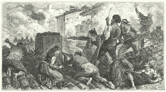 Defence of Saragossa against the French, 1808 (engraving)