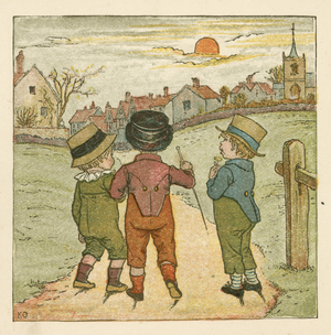 Boys out for a walk (colour litho)