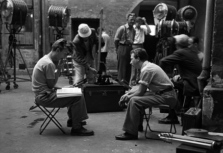 Oslo July 22, 1949. The recording of the movie "Gategutter" takes place …, 1949 (photo)