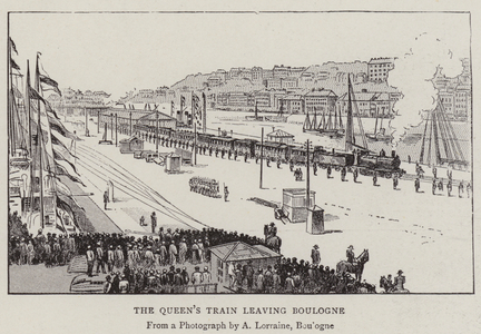 The Queen's Train leaving Boulogne (engraving)