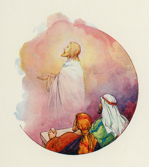 He was parted from them and carried up to heaven (colour litho)