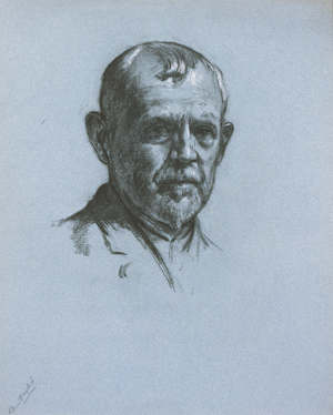 Portrait of Ben Fosdick, 1900-1905 (charcoal on blue paper)