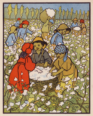 Little Redcoat in the American Cotton Fields (colour litho)