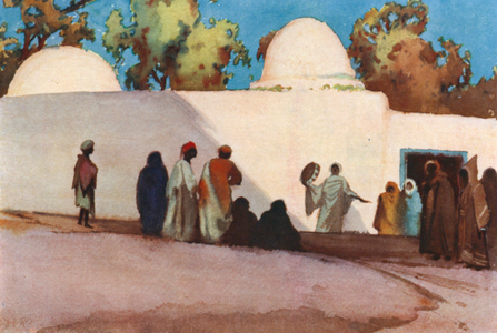Desert Dancers at Sidi Bou Said (colour litho)