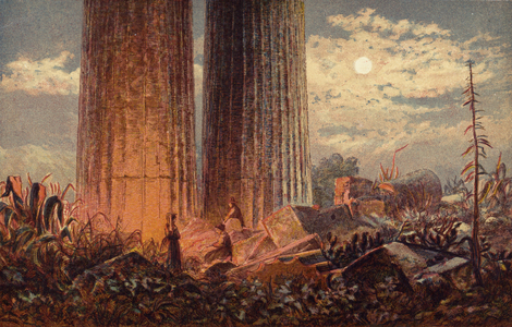 Temple of the Giants, Sicily (colour litho)