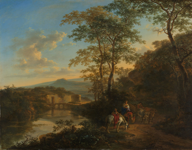 Italian Landscape with the Ponte Lucano over the Aniene River, c.1650-1652 (oil on copper)