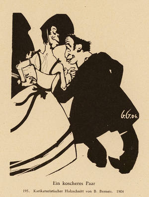 A Kosher Couple, antisemitic caricture, 1904 (woodcut)