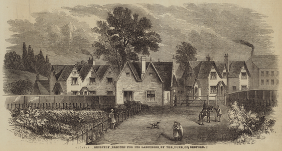 Cottages recently erected for his Labourers by the Duke of Bedford (engraving)