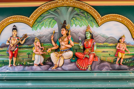 Thaipusam Festival: Sculpture of Hindu figures at Sri Maha Mariamman Temple, Kuala Lumpur, Malaysia