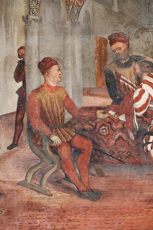 Bartolomeo Colleoni, detail of the Visit of Christian I of Denmark to Bartolomeo Colleoni, Hall of Honour, 1474 (fresco)