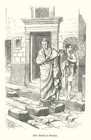 Street in the ancient Roman town of Pompeii (engraving)