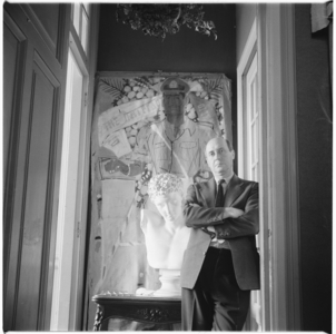 Yannis Tsarouchis, portrait of Greek painter, Greece, mid 1950's (b/w photo)