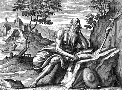 St Jerome (c342-420) Eusebius Sophronius Hieronymus: Leading father of the Christian church.