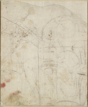 Verso: Architectural detail of a niche, WA1846.159 (pen & brown ink over some blind stylus)