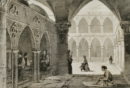 Ottoman domination. Acre (today Akko in northern territory of Israel). Bazaar at Saint Jean d'Acre. Engraving, 19th century.