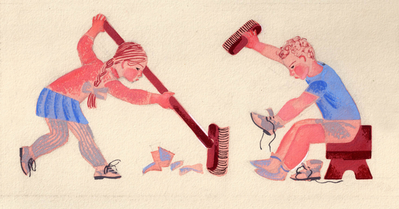 Illustration from 'Sit Down and Listen' by Silva Kaputikyan, 1969 (gouache on paper)