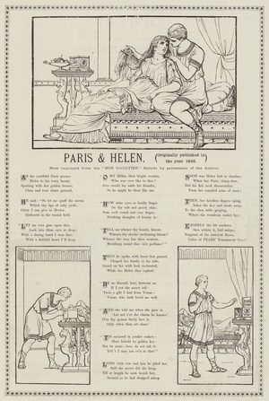 Advertisement, Paris and Helen (engraving)