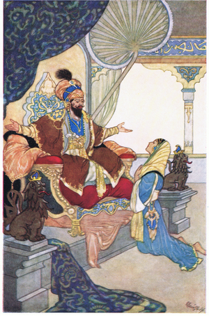 Fetnab and the Caliph, 1930s (colour litho)
