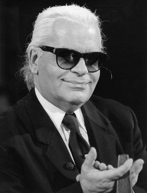 German fashion designer Karl Lagerfeld, 1996 (b/w photo)