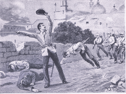 Carrying the Charbagu Bridge, Lucknow 25th September 1857, illustration from 'British Battles on Land and Sea ', 1915 (litho)