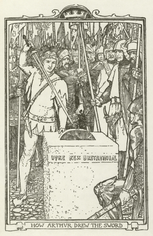 How Arthur drew the sword (engraving)