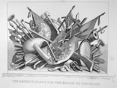The Recipt plate for the March to Finchley, 1755 (engraving)
