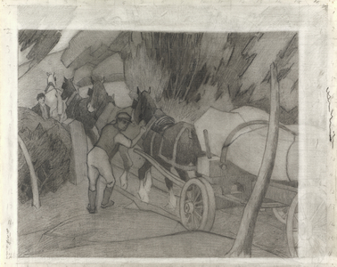 Timber Hauling, c.1917 (crayon on paper)