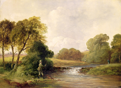 Fishing: Playing a Fish (oil on canvas)