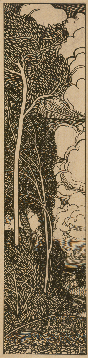 Landscape with Trees (pen and black ink on paper)