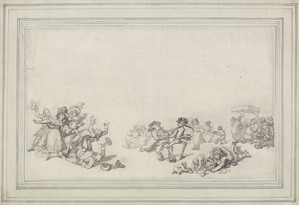 Study of Skaters: Skating on the Serpentine, 1760-90 (pen & ink with wash over graphite on paper)