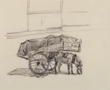 Study for Hay Carts, Cumberland Market, c.1915 (crayon on paper)