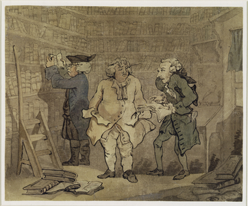 The Author and his Publisher, 1784 (grey wash and watercolour over pencil on laid paper)