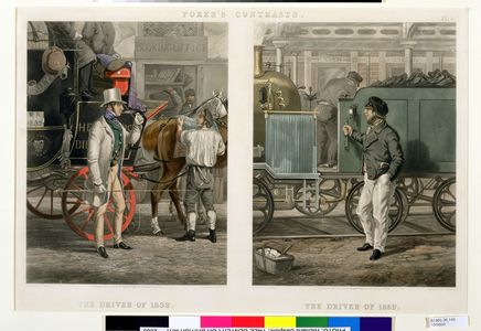 Fore's Contrasts: The Driver of 1832, The Driver of 1852, engraved by John Harris (1811-65) 1852 (hand-coloured aquatint)