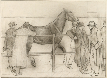 Horse Dealers, c.1918 (crayon on paper)