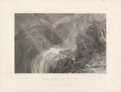 Chain Bridge over the River Tees, 1838 (etching & engraving)