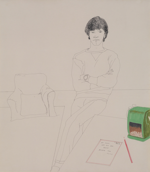Ossie Seated, 1966 (coloured pencils in paper)