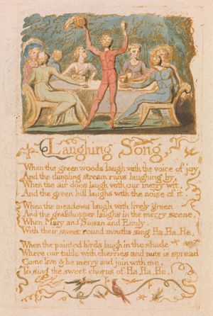 'Laughing Song', plate 28 from 'Songs of Innocence', 1789 (relief etching with w/c)