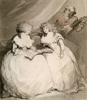 The Duchess of Devonshire and her Sister, the Countess of Bessborough (watercolour with pen and black ink over pencil on paper)