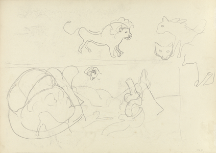 Study of a Animals, for the Cave of the Golden Calf (graphite) (see 265065 for recto)