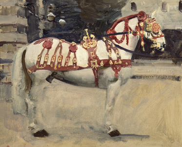 A Royal Grey in State Harness (oil on millboard)