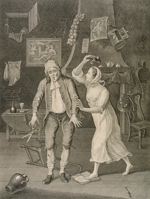 The Hen Peckt Husband, 1768 (line engraving)