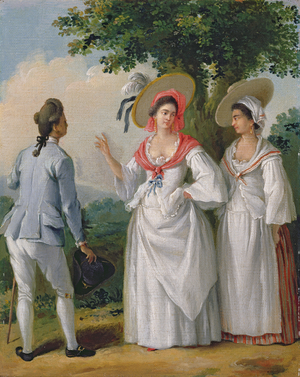 Free West Indian Creoles in elegant dress, c.1780 (oil on canvas)