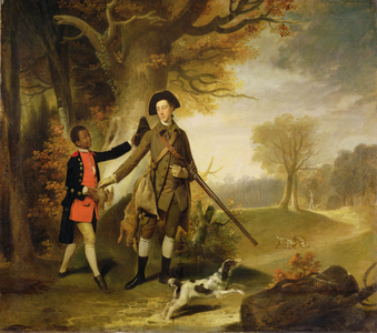 An Unknown Man, perhaps Charles Goring of Wiston, out Shooting with his Servant, c.1765 (oil on canvas)