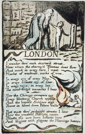 'London', plate 51 (Bentley 46) from 'Songs of Innocence and of Experience' (Bentley Copy L) 1789-94 (raised etching with pen & w/c)