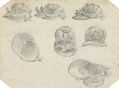 Seven Studies of Jockey's Caps (graphite on paper)