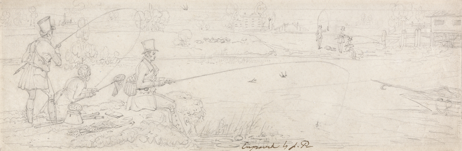 Bottom Fishing near Totten Mill (graphite on paper)