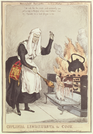 Coplinda Lindhursta the Cook, no.6 from the series 'Household Servants', published in 1829 (coloured engraving)