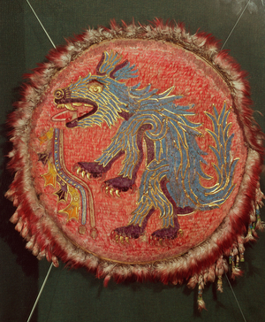 Shield, c.1500 (feathers, sheet-gold, agave paper, leather & reed)