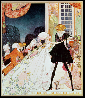 The Dancing Princesses, illustration from 'In Powder and Crinoline: Old Fairy Tales' by Arthur Quiller-Couch, 1913 (litho)