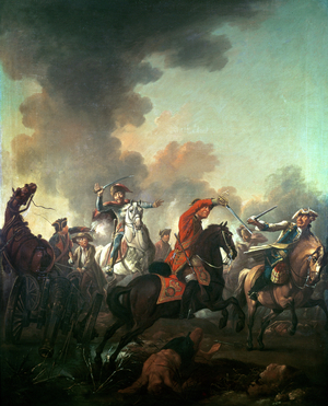 Thomas Brown at the Battle of Dettingen, 27th June 1743 (oil on canvas)